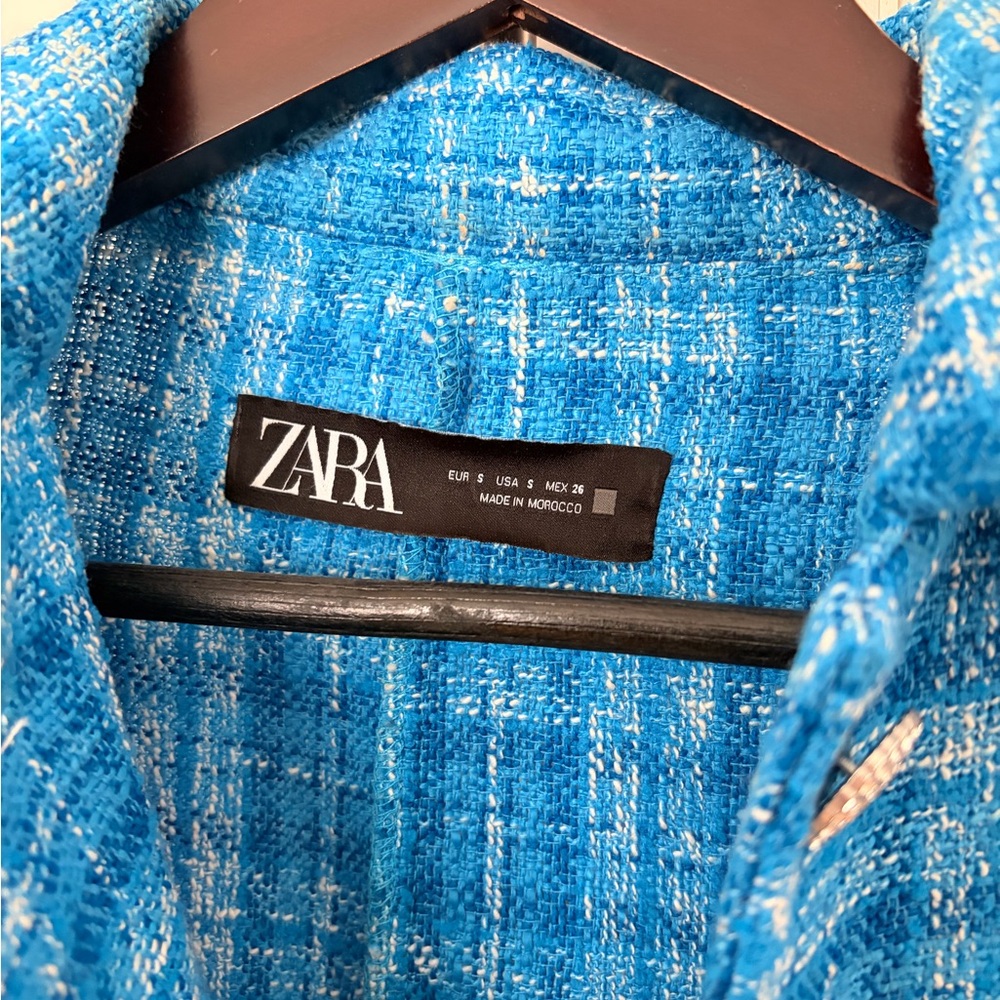 Zara Women's Vibrant Blue Plaid Blazer - Picture 3 of 3